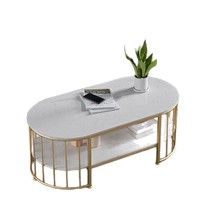 Table basse en marbre nordique avec structure métallique, meuble TV multifonctionnel pour petit salon
