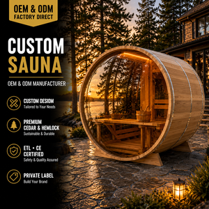 HG Custom 4-6 Person Outdoor Panoramic Barrel Canadian Hemlock <b>Red</b> Cedar Wooden Room for Home Garden Easy Assembly - Product Image 1