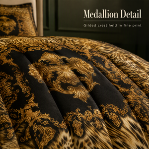 Parure de lit 3 pièces de luxe inspirée du design baroque, motif léopard streetwear, tendance Hype, avec taies d'oreiller - Product Image 3