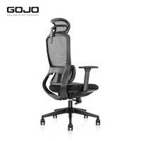 Silla de Oficina Ejecutiva Moderna, Totalmente Negra, con Respaldo Alto de Malla, Ergonómica, Giratoria, con Reposabrazos y Reposacabezas 3D