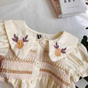 Ropa de Bebé para Verano, Vestido de Niña con Bordado Floral, Cuello Bordado, Vestidos Casuales para Niñas - Product Image 3