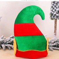 Chapeau d'elfe rayé rouge et vert en gros avec oreilles, décorations de fête de Noël festives, chapeau de clown, chapeau de Noël pour les fêtes