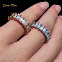 Bague de doigt personnalisée en or plaqué 18 carats avec moissanite raffinée taille marquise ligne unique couleur D VVS, style Hip Hop Rapper Streetwear