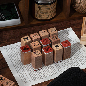 Juego de <span class=keywords><strong>Sellos</strong></span> de Madera de 18 Piezas por Caja, Colección de la Vida Diaria, <span class=keywords><strong>Sellos</strong></span> Decorativos para Diario y Manualidades - Product Image 3