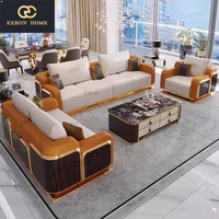 Ensemble Canapé en Cuir Italien de Luxe Léger pour Salon, Design d'Intérieur Complet pour Villa de Luxe Moderne