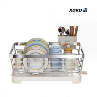 Égouttoir à vaisselle en acier inoxydable 304 grande capacité pour comptoir de cuisine avec porte-couverts pour rangement domestique
