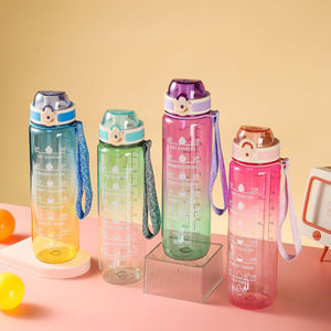 STARLII BPA 무료 투명 투명 그라데이션 동기 부여 스포츠 플라스틱 물병 1l / 32oz 동기 부여 시간 마커 스케일 - Product Image 2