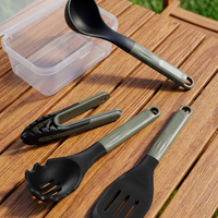 Mini ensemble d'ustensiles de barbecue en silicone pliables en 4 pièces, outils de cuisine portables résistants à la chaleur pour le camping et la cuisine