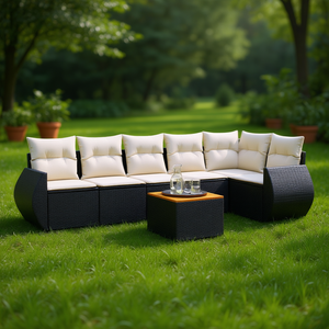 Ensemble de canapés en rotin d'extérieur moderne avec coussins imperméables pour meubles de jardin et de terrasse - Product Image 2