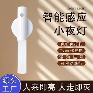 Human Body <b>Sensor</b> Night <b>Light</b> Round <b>LED</b> Warm White Rechargeable USB Wall <b>Light</b> For Home Dormitory - Product Image 2