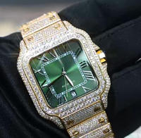 Montre en Moissanite VVS D Color avec Logo, Cadran Carré Chiffres Romains, Colorée, pour Hommes et Femmes, Style Carters, Montre en Moissanite 9015