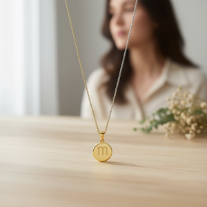 Collar de moda con colgante de Virgo de 1.5 cm, cadena de acero inoxidable de doble cara para mujer - Product Image 2