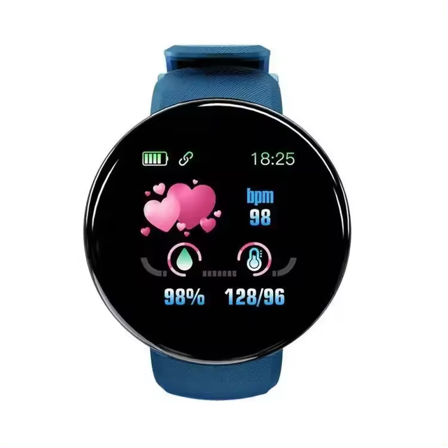 D18 Men's & Women's Round Fitness Smartwatch with Heart Rate Monitor Digital Compass Function Stylish Inteligente Reloj