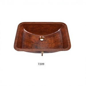 Lavabo de baño de cobre martillado envejecido hecho a mano rectangular, lavabo de baño de cobre de alta calidad de diseño antiguo - Product Image 1