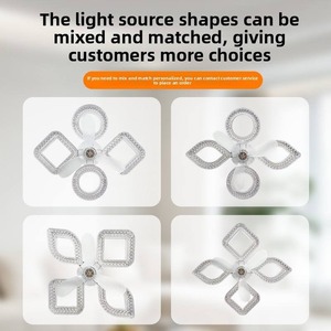 โคมไฟเพดานคริสตัลทรงสี่เหลี่ยมพร้อมพัดลม LED 5 ใบพัด มอเตอร์ DC ควบคุมด้วยรีโมท ปรับความสว่างได้ 5 ระดับ ติดตั้งแบบฝัง ดีไซน์ทันสมัย สำหรับห้องนั่งเล่น - Product Image 4