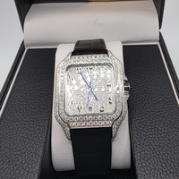 Montre mécanique carrée 3A, style AAA Carter Santo, bracelet en cuir véritable, Reloj Moissanita Para Hombre, Montre Homme