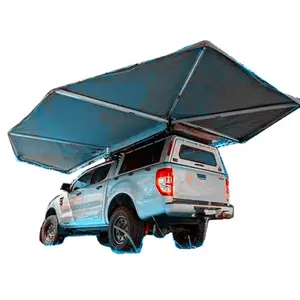 Large SUV Coverage 6-Arm Side Foxwing Car Awning Tent 270 Degree Free Standing Canvas Fabric for Outdoor Camping