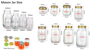Bán Buôn Thực Phẩm Lưu Trữ Mason Jar 150Ml 250Ml 300Ml 330Ml Rộng Miệng Thủy Tinh Mason Lọ Với Kim Loại Có Nắp Đậy - Product Image 4