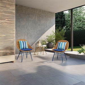 Silla de mimbre de ratán blanca moderna, marco de acero negro, portátil, duradero para exterior, restaurante, parque, cocina, escuela, dormitorio - Product Image 1