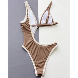 Maillot de bain une pièce à bretelles avec bord contrastant et découpes, tenue de plage pour adulte, mini micro bikini, monokini, fabrication sur mesure - Product Image 2