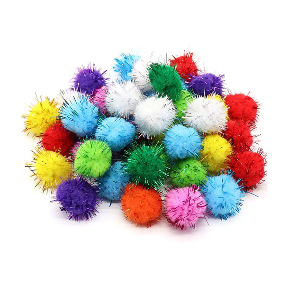 Bolas de pompons brilhantes 10-30mm, bonecos fofos de pelúcia artesanais para decoração de natal, faça você mesmo