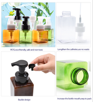 Flacon vide carré en PETG avec pompe mousse pour cosmétiques liquides, sérum et masques faciaux