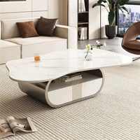 Table basse de salon en pierre frittée, acier inoxydable, style moderne et luxueux, avec rangement, pour la maison