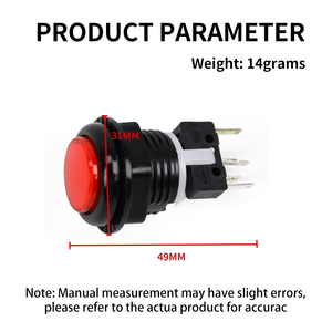 כפתור הפעלה עגול קטן למשחקי ארקייד המופעלים על ידי מטבעות, עם מתג איפוס עצמי משולב למכונות משחק - Product Image 6