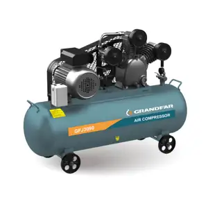 GRANDFAR 380V 7.5HP 5.5KW 450L/min low noise horizontal belt-driven air compressor 200 liter air storage tank air compressor