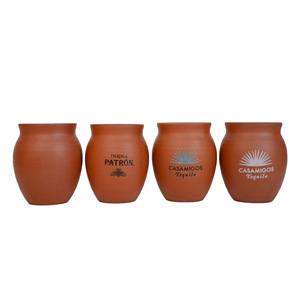 Taza <span class=keywords><strong>Artesanal</strong></span> de Cerámica para Tequila Cantaritos, Arcilla de Terracota Mexicana, Vasos para Beber de 10 Onzas - Product Image 1