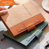 Carnet de notes professionnel A5 personnalisé à double texture, couverture souple et rigide en cuir, spirale, PU/PVC, fermeture à bouton doré, idéal pour la promotion de bureau