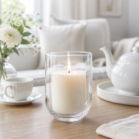 Vente en gros de petits porte-bougies en verre ronds à fond arqué, style hurricane, gobelet transparent pour l'ambiance intérieure