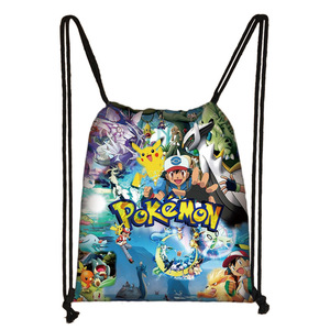 24 diseños 32*38cm videojuego POKE mochila con cordón mochila de dibujos animados Anime personaje impresión bolsa de compras - Product Image 5