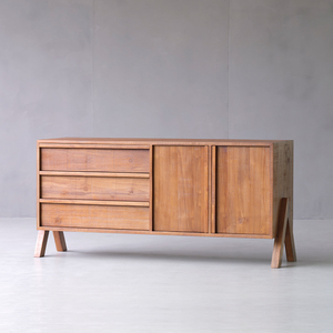 ตู้เก็บของไม้เนื้อแข็งสไตล์วินเทจยุคกลางแบบวาบิซาบิ ตู้ข้างเตียงสามลิ้นชักไม้สัก ตู้ห้องนั่งเล่นหรูหราสไตล์ไลท์ลักชัวรี่ - Product Image 6