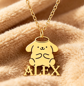 Collana Personalizzata con Lettere Cartoon per Donne e Bambini, Gioielli in Acciaio Inossidabile Placcato Oro, Ciondolo con Iniziale del Nome - Product Image 1