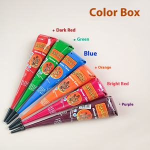 Una caja de 12 tonos naturales rojo granate negro India Henna pasta cono crema a base de plantas para acabado mate pintura de uñas con pecas - Product Image 3