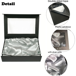 2025 sang trọng mới lạ nam châm đóng cửa gấp Hộp Quà Tặng tóc giả màu đen hộp với cửa sổ rõ ràng hộp giấy mỹ phẩm - Product Image 3