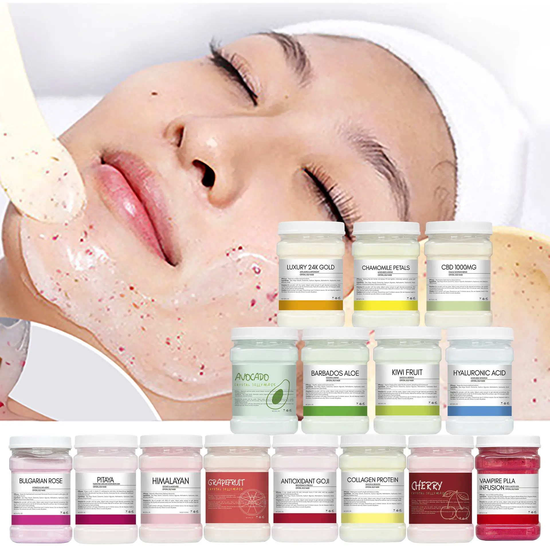 top Seller spirulina repair rose crystal separated naturel mixing bowl hydrating jelly mask poudre for facials professional