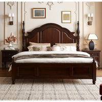 Lit double en bois massif de style antique français, lit king size durable et luxueux pour les chambres à coucher