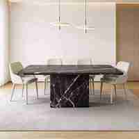 Table à manger contemporaine en marbre, table de salle à manger en pierre naturelle, meubles de luxe sur mesure