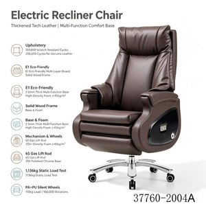 Ergonomic Executive <b>Office</b> <b>Chair</b> PU/Cowhide Leather Chrome Base <b>Swivel</b> Recliner 37760-2004A1 - Product Image 2