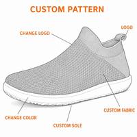 Chaussures chaussettes mi-montantes pour hommes, respirantes, en maille extensible, à bout large, à enfiler, style pieds nus, OEM ODM, logo personnalisé, décontractées, faible MOQ 100 paires