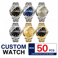 Jam Tangan Quartz BINBOND B5552 5552 Custom Lovers Tali Kulit Baja Kalender Lengkap Bercahaya Tahan Air Bisnis Mewah