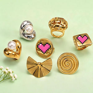 Juego <span class=keywords><strong>de</strong></span> Anillos al por Mayor, Chapados en <span class=keywords><strong>Oro</strong></span> <span class=keywords><strong>de</strong></span> 18K/24K, Acero Inoxidable Hipoalergénico, Resistentes al Agua y al Deslustre, Joyería <span class=keywords><strong>de</strong></span> Moda Afro-Boho - Product Image 6