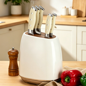 Ensemble de 6 couteaux de cuisine à manche riveté, acier inoxydable, couteaux de chef professionnels, couteau Santoku, OEM ODM DIY - Product Image 3
