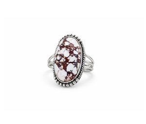 White Buffalo Turquoise Large Oval Statement <b>Ring</b> in 925 Sterling <b>Silver</b> Western Boho Artisan Gemstone Jewelry for Women - Product Image 1