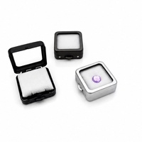 Boîte à Gemmes Métallique Carrée ou Rectangulaire Personnalisée avec Fermeture à Clip, Étui de Présentation pour Pierres Brutes, Couvercle Transparent, Tampon de Coton, Organisateur pour Diamants et Rubis