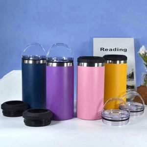 Custom 14oz 4-in-1 Beer Can Cooler Double-Walled Vacuum Insulated Stainless Steel Tumbler Powder Coating Cooler Opener Party - Product Image 3