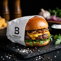 Vente en gros d'usine, emballage alimentaire personnalisé biodégradable, imperméable, enduit de PE, résistant à la graisse, pour en-cas, charcuterie, hamburger, emballage pour burger