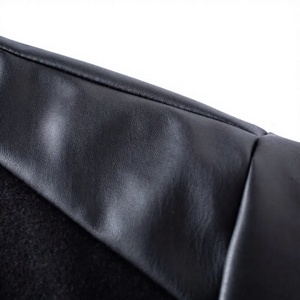 Veste universitaire personnalisée avec logo, manches en cuir, broderie noire, style Letterman – Prix de gros - Product Image 4
